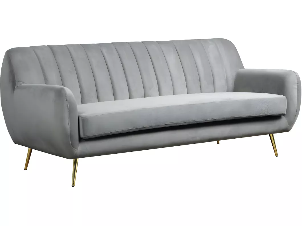 Kauf Unique Sofa aus grauem Samt "Evans" - 195 x 84 x 82 cm - 3-Sitzer-Sofa