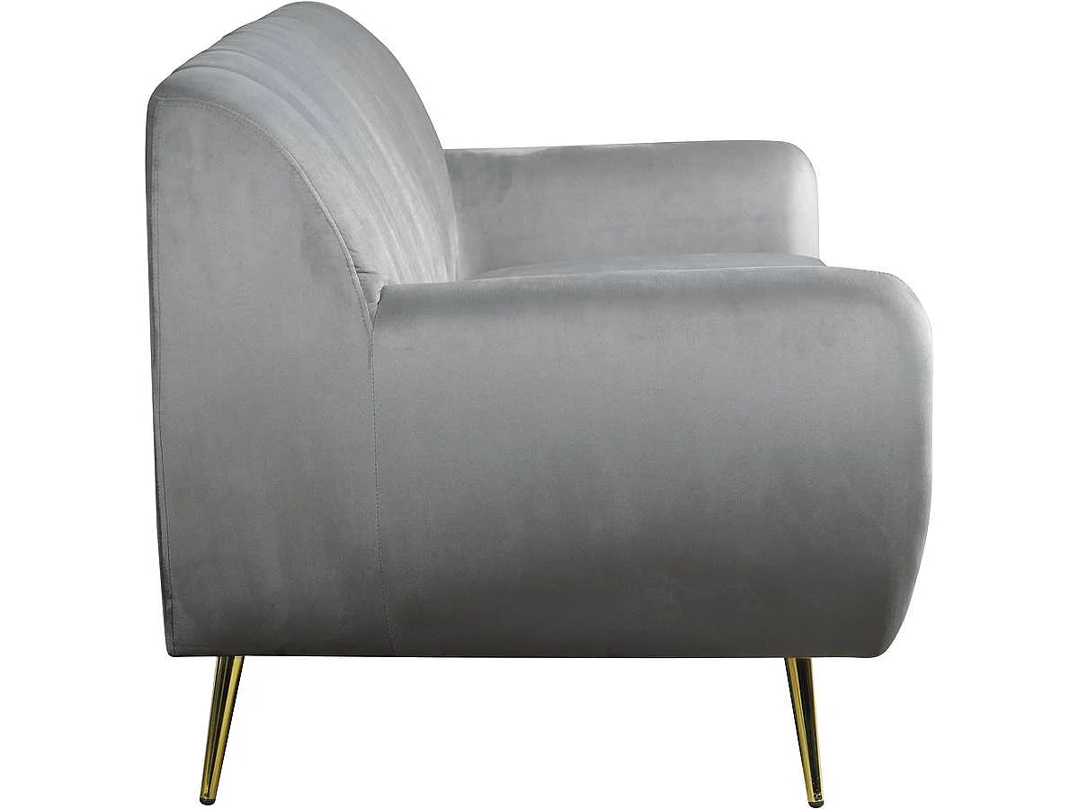Elegante Grijze Fluwelen Bank "Evans" - 3-Zits - Scandinavisch Design - Metalen Poten