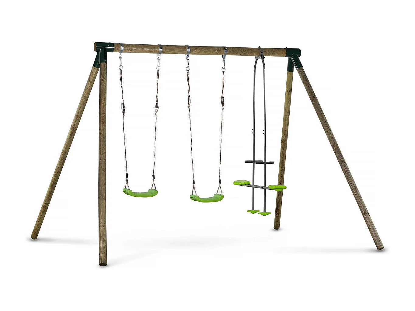 Portique bois "Lana" - Avec 2 balançoires et 1 vis-à-vis.