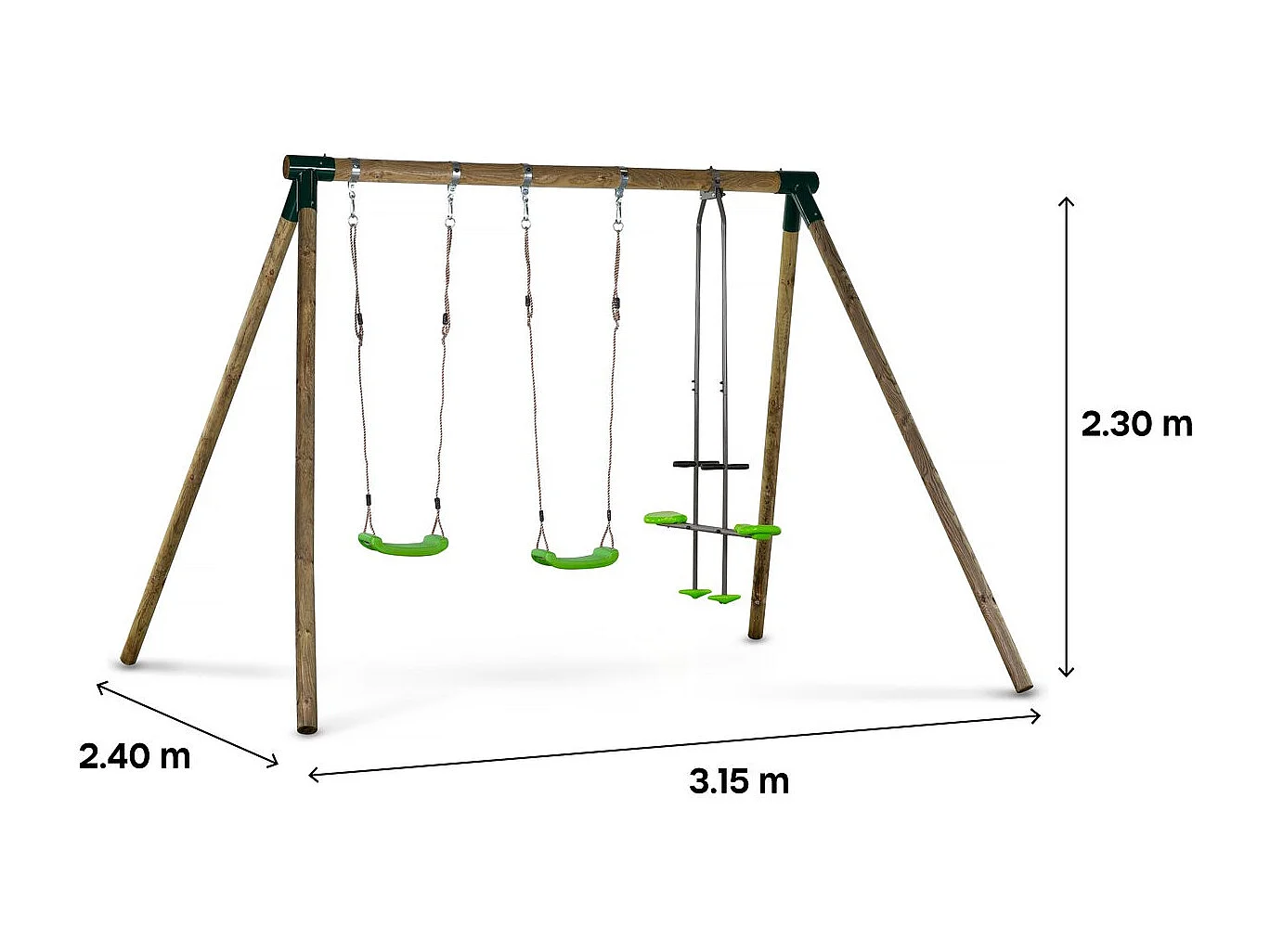 Portique bois "Lana" - Avec 2 balançoires et 1 vis-à-vis.