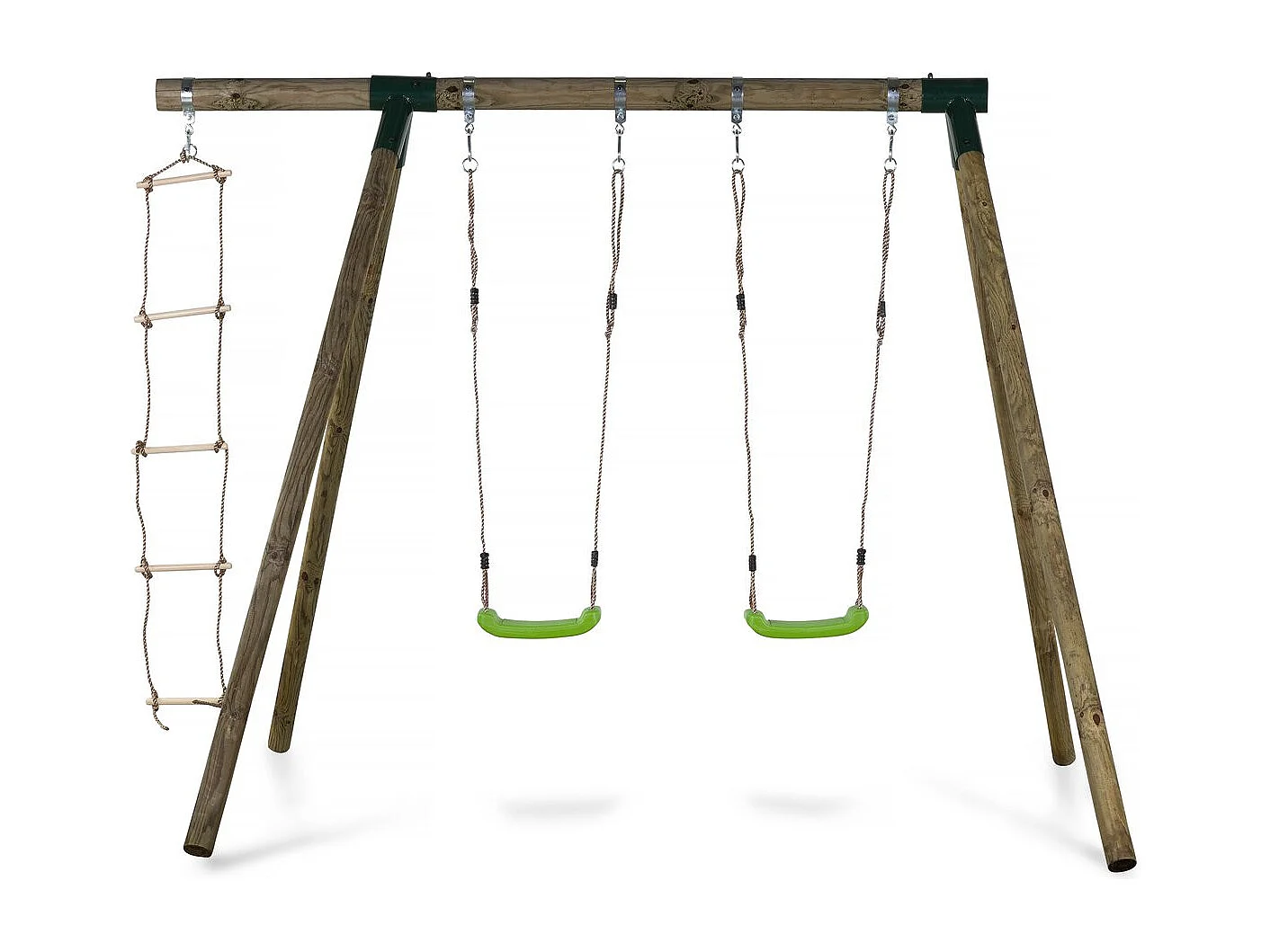 Portique bois "Timo" - Avec 2 balançoires et 1 échelle de corde.