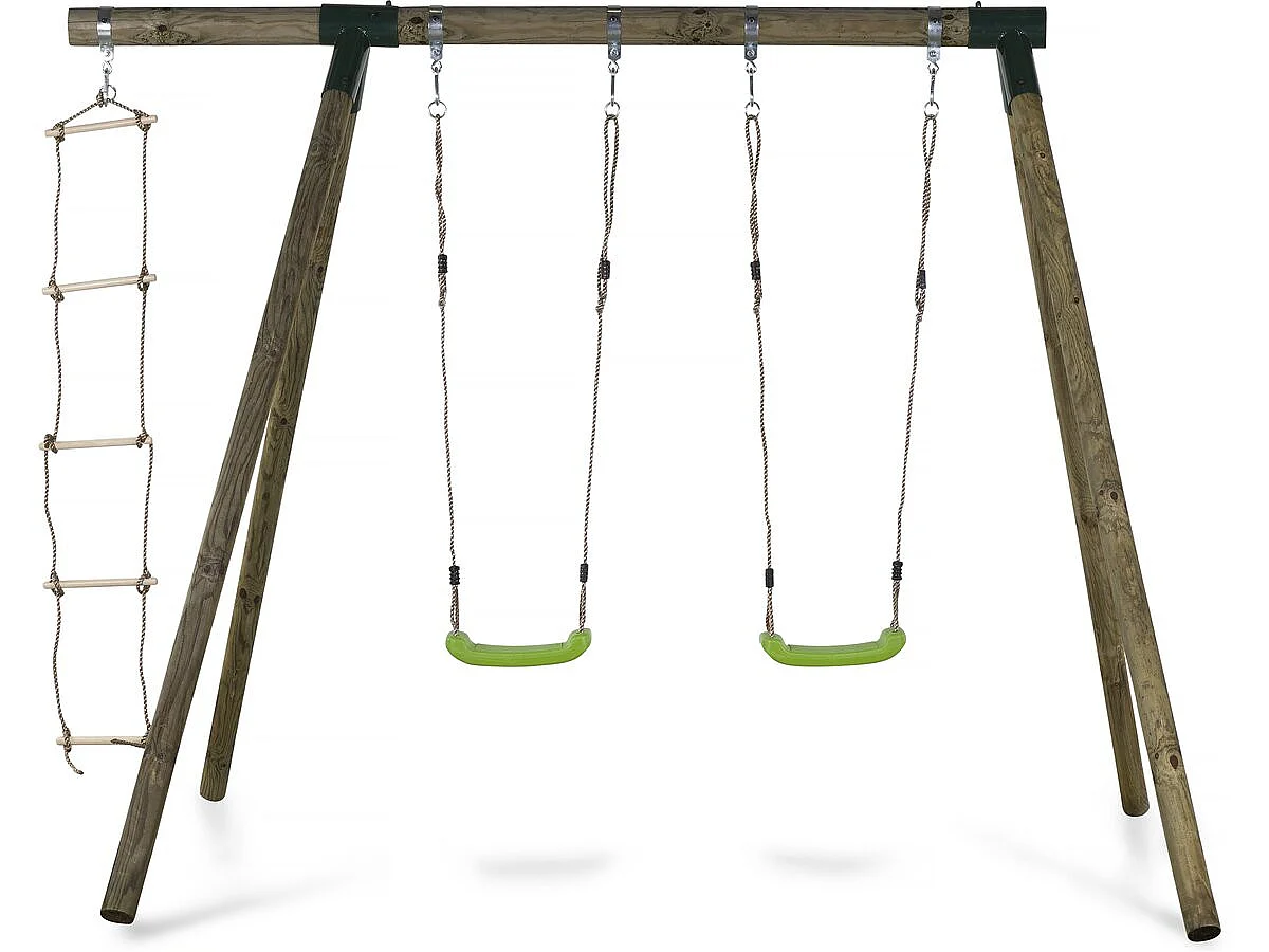 Trägungställning "Timo" med 2 gungor och 1 repstege - FSC-certifierad, 240 x 240 x 230 cm