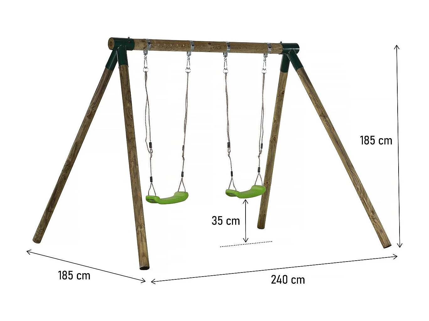 Portique bois "Eden" - Avec 2 balançoires.