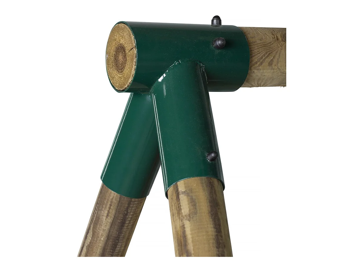 Columpio de madera "Nelio" - Con 2 columpios, 1 cara a cara y 1 cesta