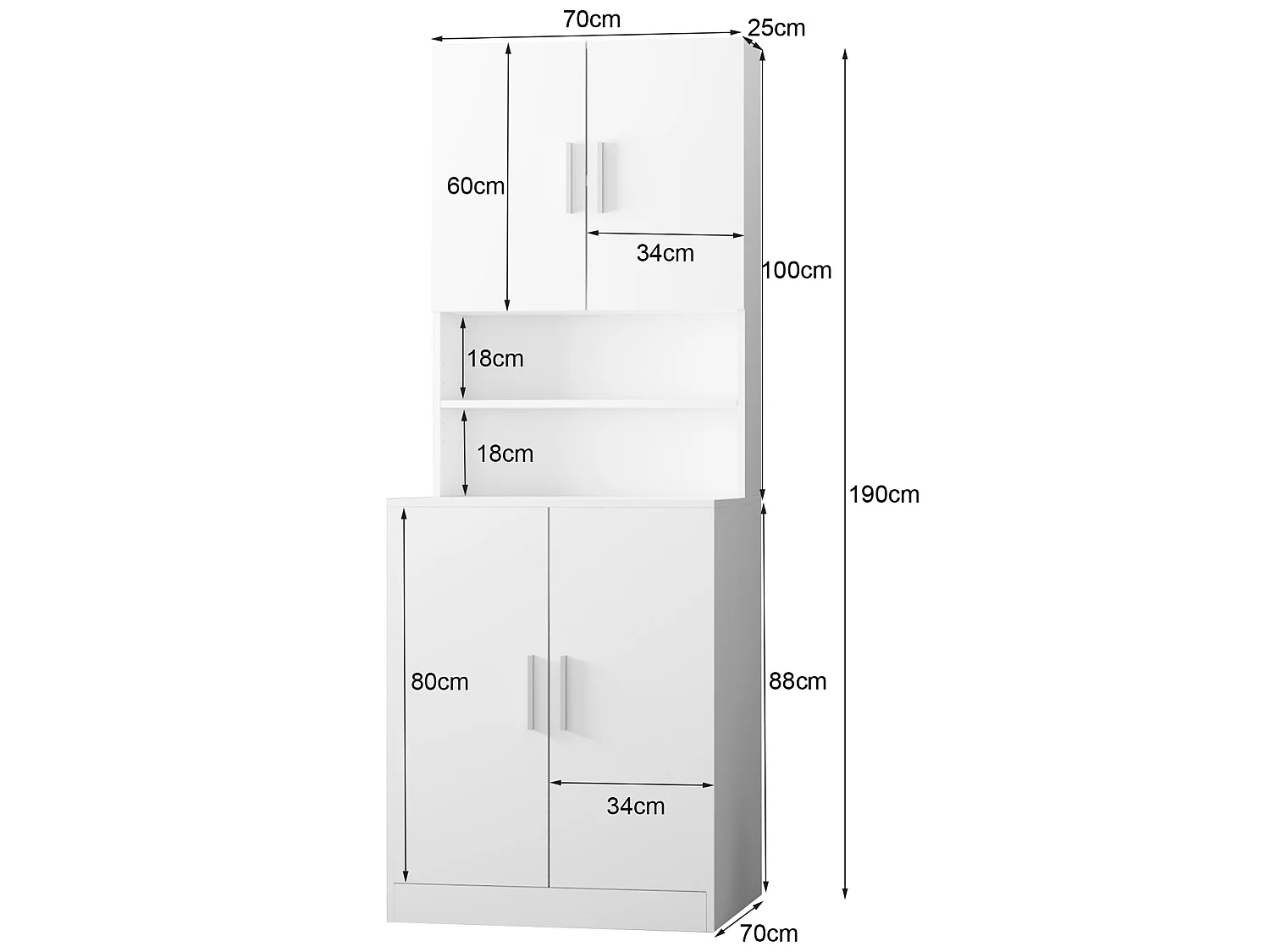 Mobile Per Lavatrice Bianco Lucido 70,5x25,5x90 Cm - 2 Ante E 9 Scomparti Per Bagno