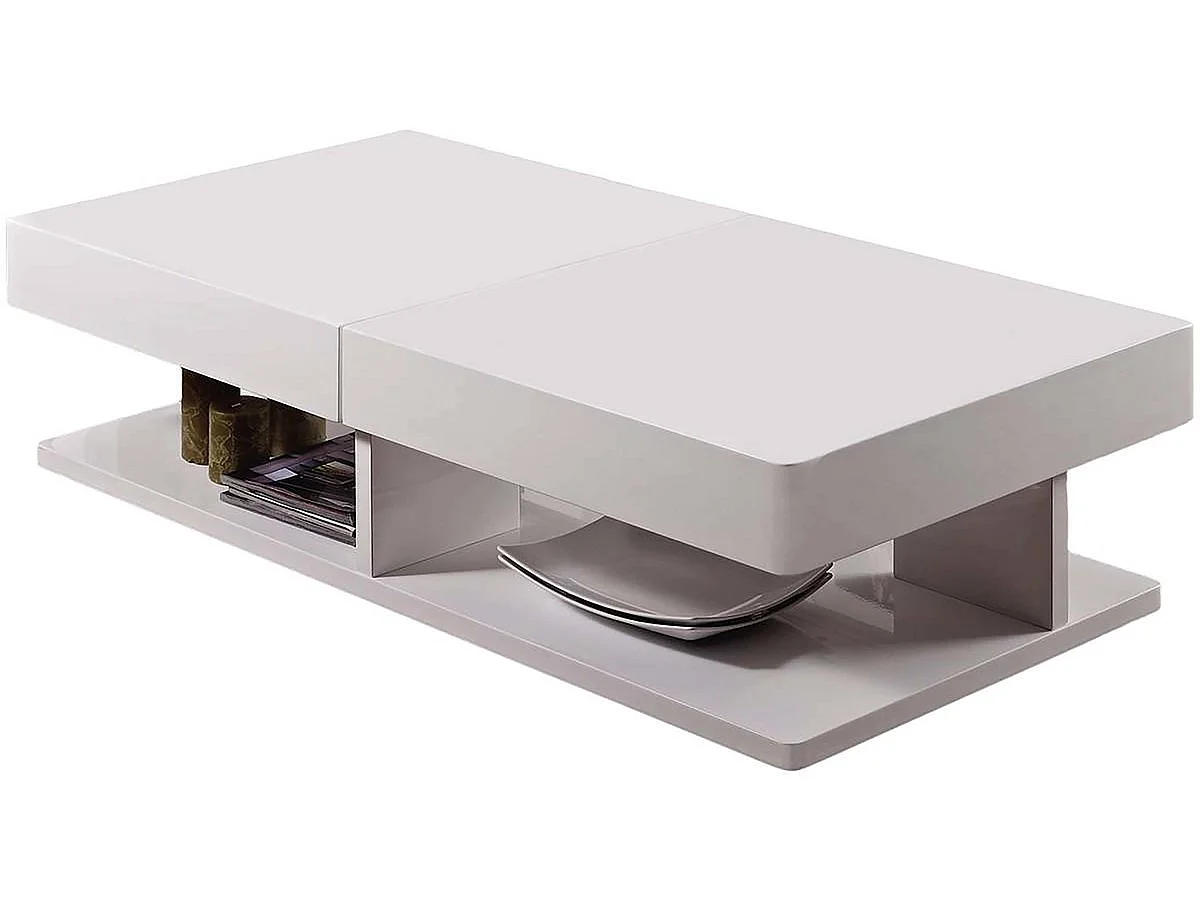 Table basse extensible "DALIA" - 120 x 60 cm - Blanc laqué