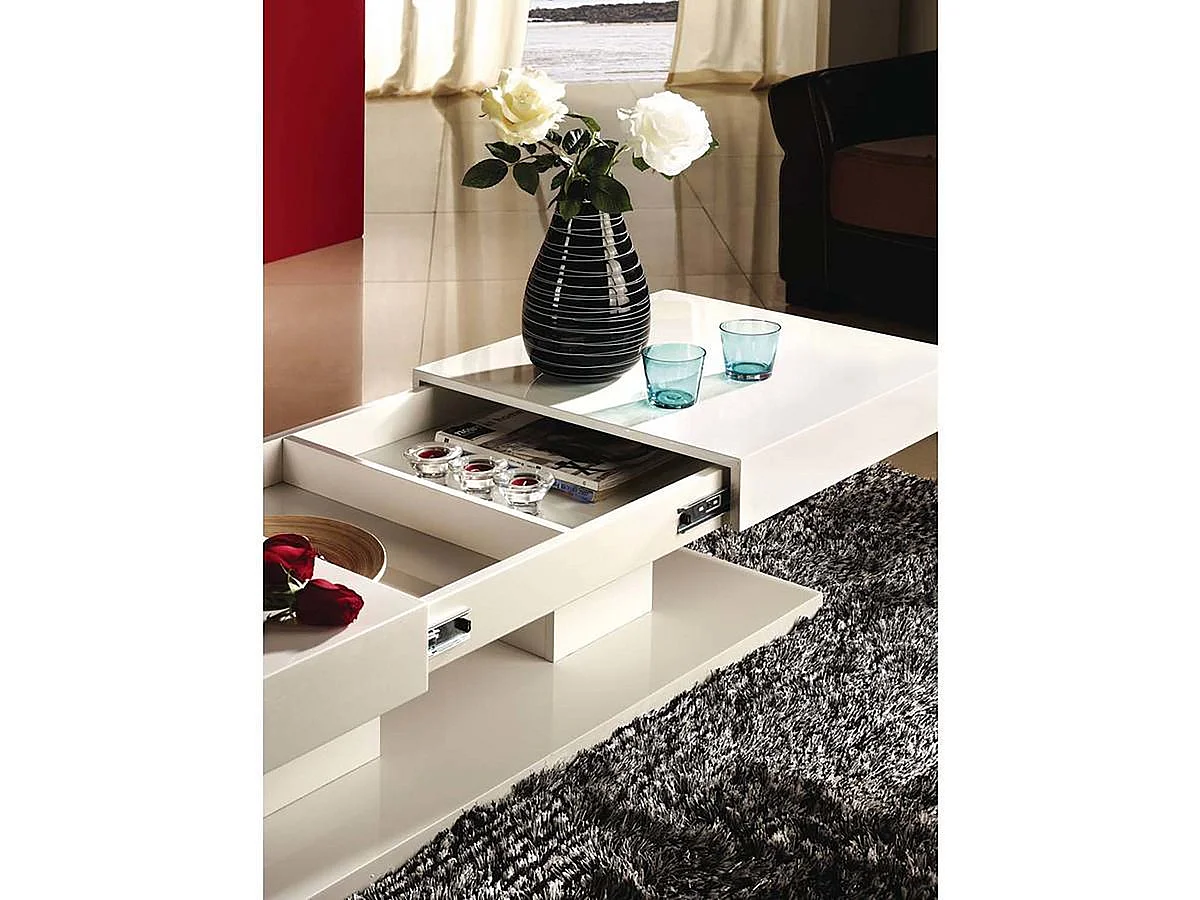 Table basse extensible "DALIA" - 120 x 60 cm - Blanc laqué