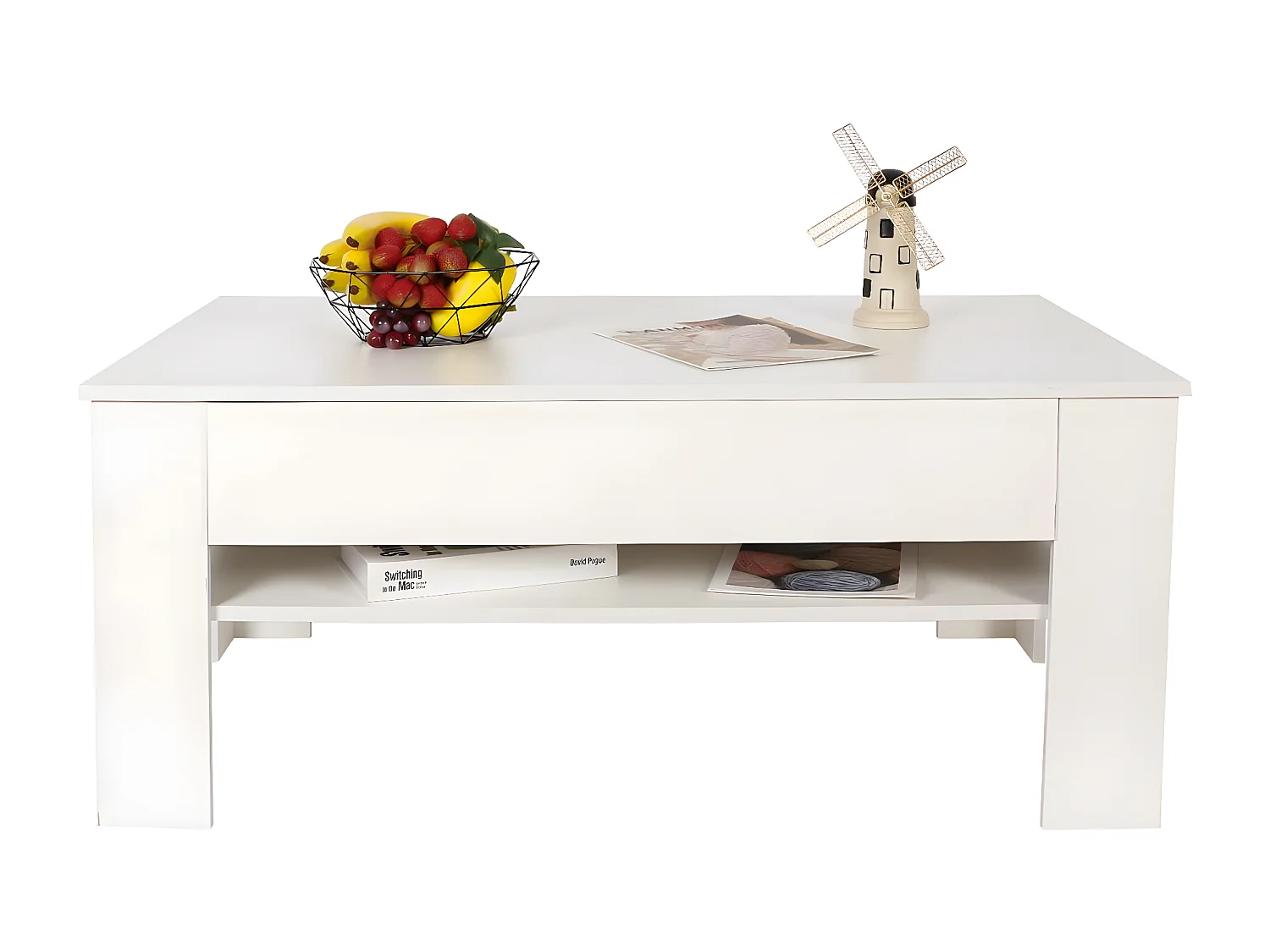 Table basse tiroir rectangulaire "Joy" - Blanc