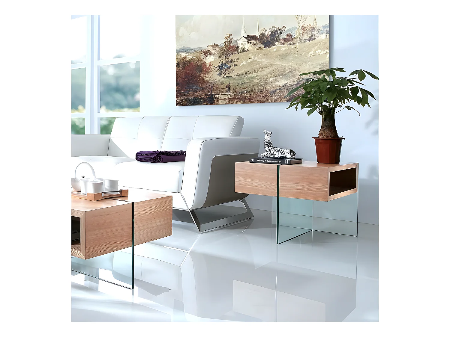 Mesa de centro "Venezia" - 60 x 60 x 50 cm - Acabado roble