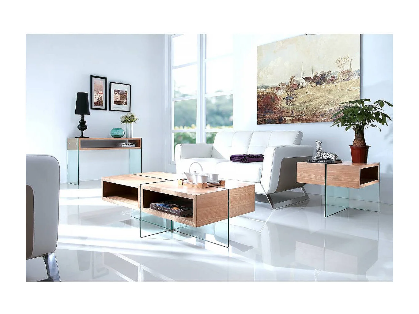 Table basse "Venezia" - 60 x 60 x 50 cm -  Finition chêne