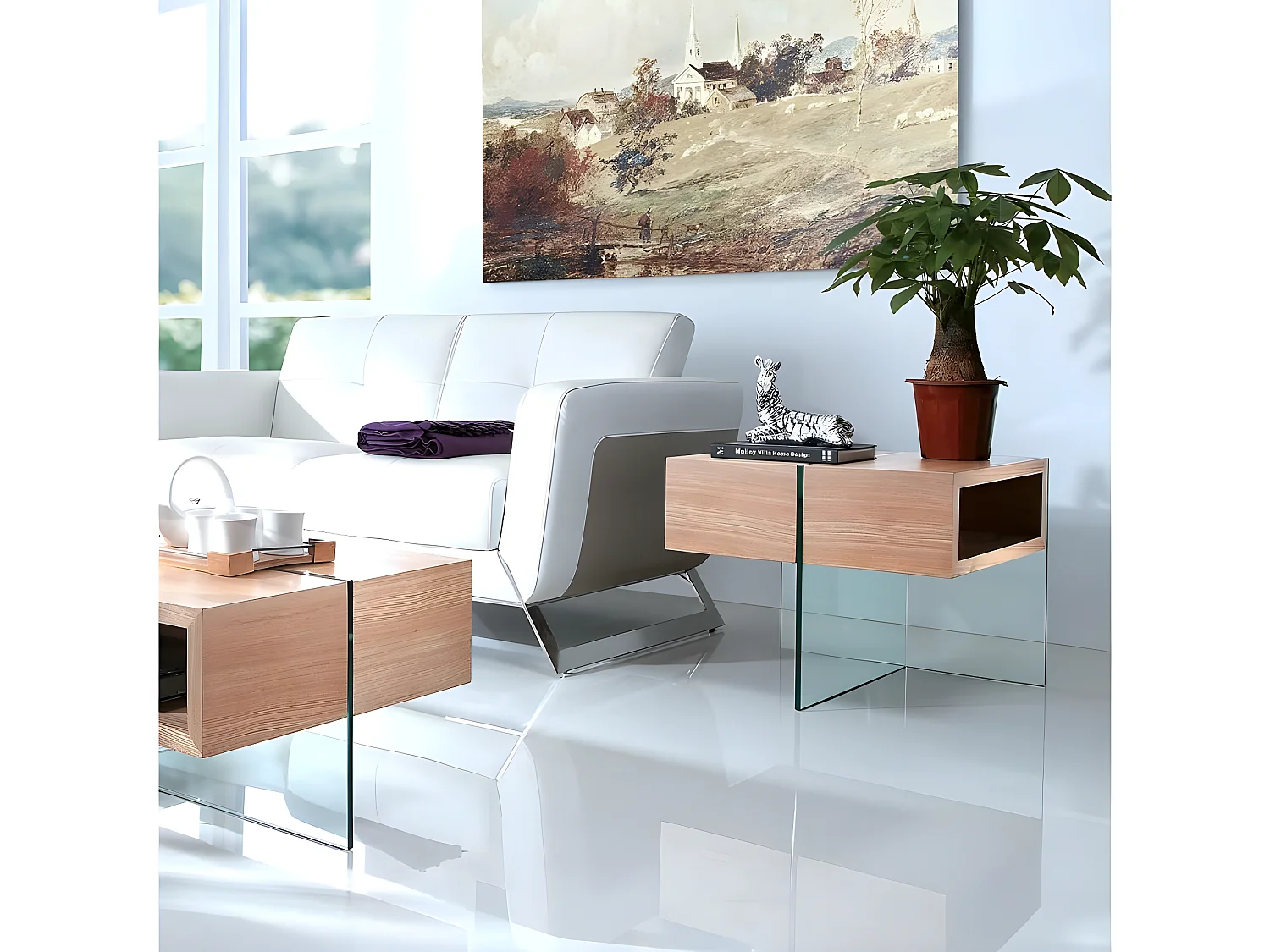 Mesa de centro "Venezia" - 60 x 60 x 50 cm - Acabado roble