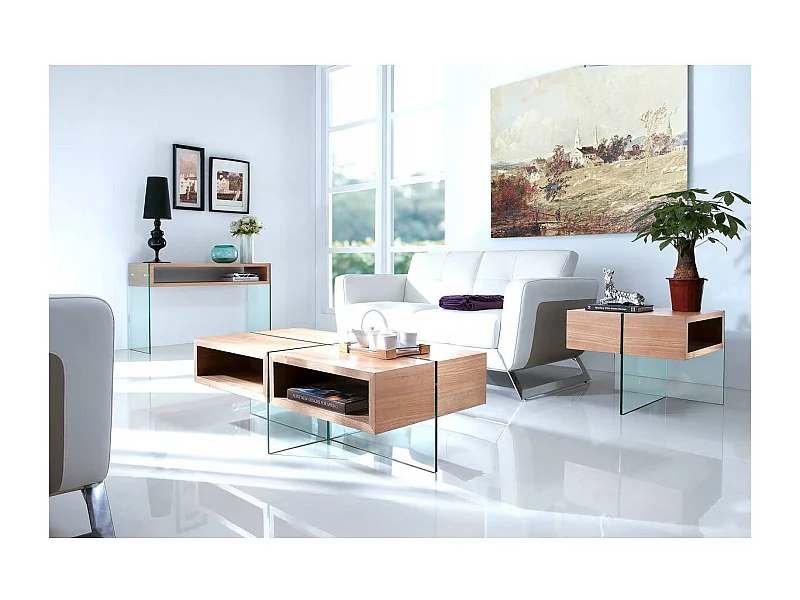 Table basse "Venezia" - 60 x 60 x 50 cm -  Finition chêne