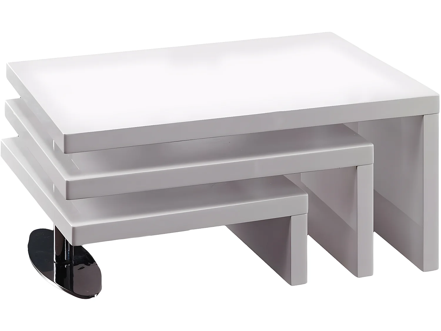 Table basse design "Elysa" - 80 x 59 x 37,5 cm - Blanc laqué