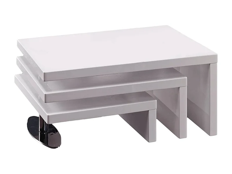Table basse design "Elysa" - 80 x 59 x 37,5 cm - Blanc laqué