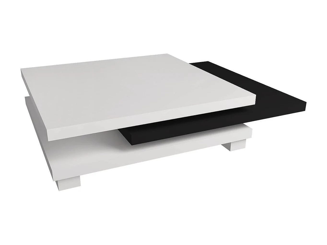 Table basse "Elena" - 80 x 80 x 32 cm - Blanc / Noir