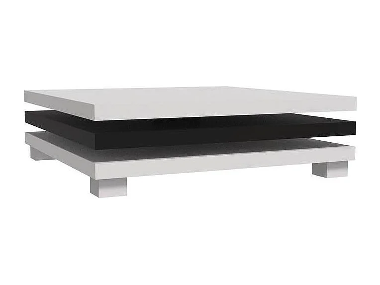 Table basse "Elena" - 80 x 80 x 32 cm - Blanc / Noir