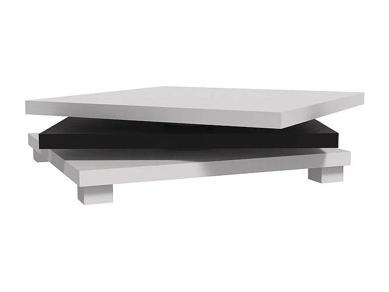 Table basse "Elena" - 80 x 80 x 32 cm - Blanc / Noir
