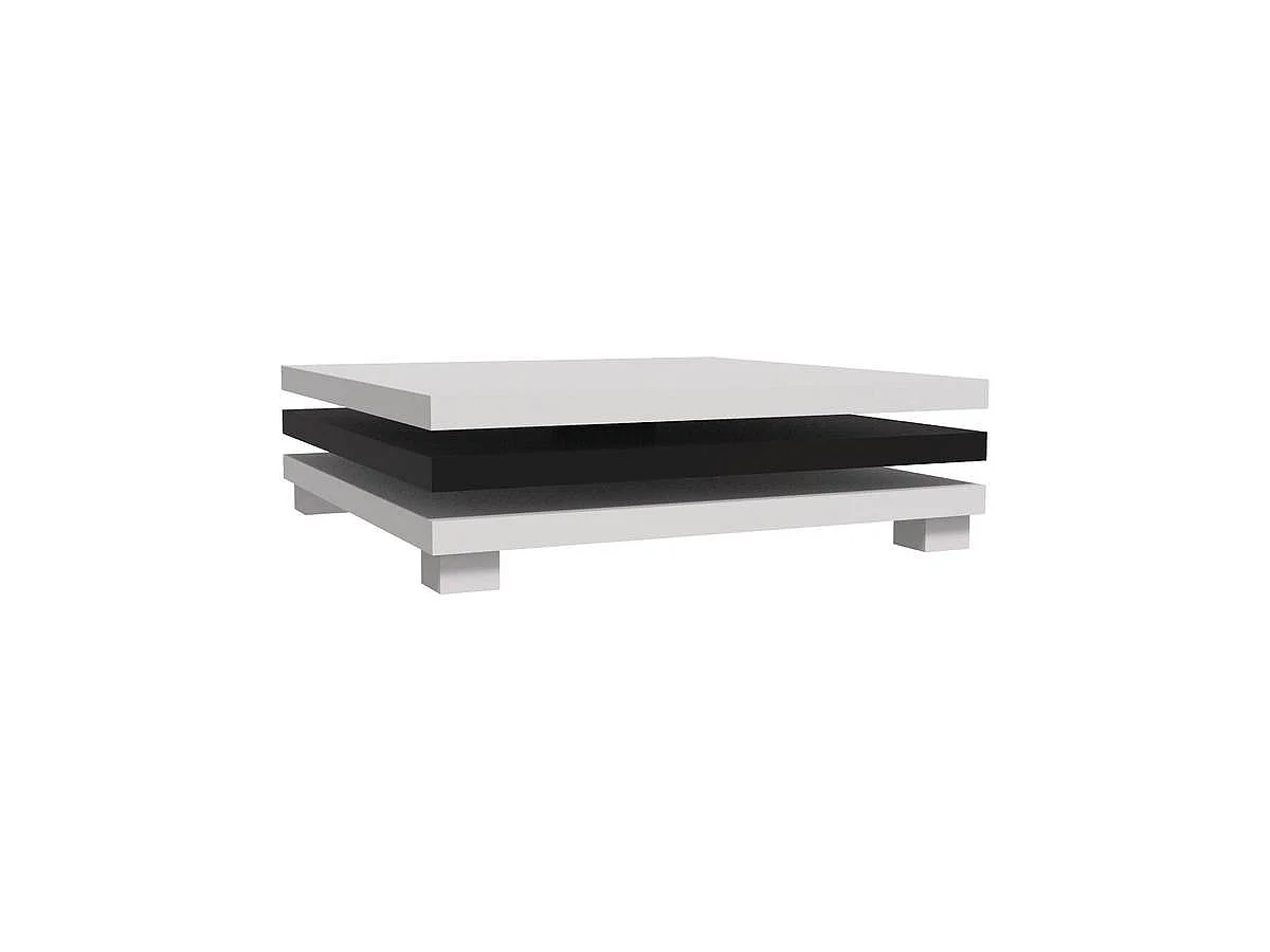 Mesa de centro "Elena" - 80 x 80 x 32 cm - Branco / Preto