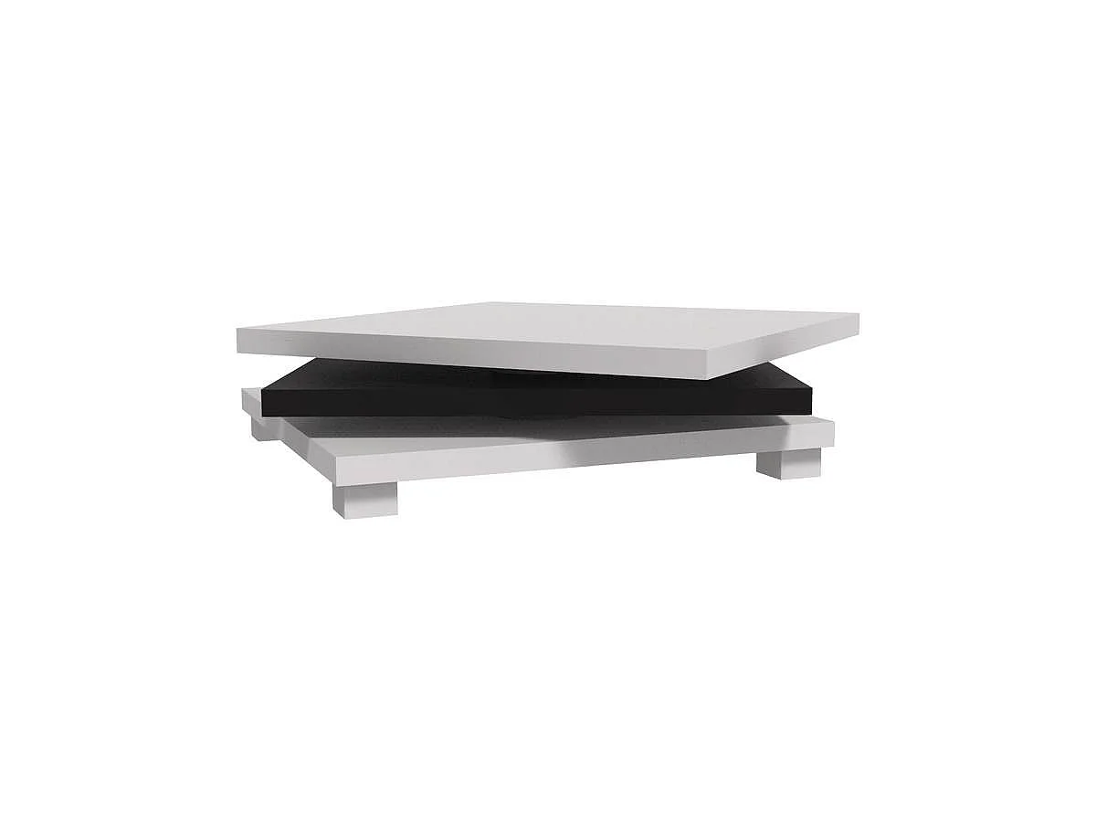 Mesa de centro "Elena" - 80 x 80 x 32 cm - Branco / Preto