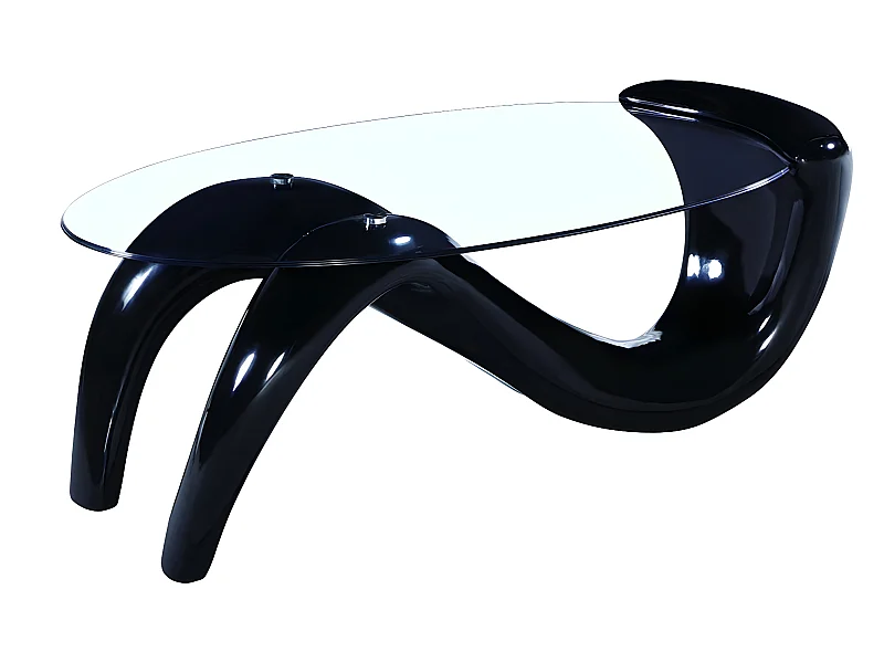 Mesa de centro oval "Maya" en fibra de vidrio - Negro