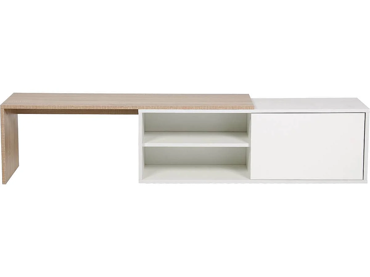 Modern Rektangulärt Kaffebord "Melinda" - Vit/Ek 209x32x36 cm