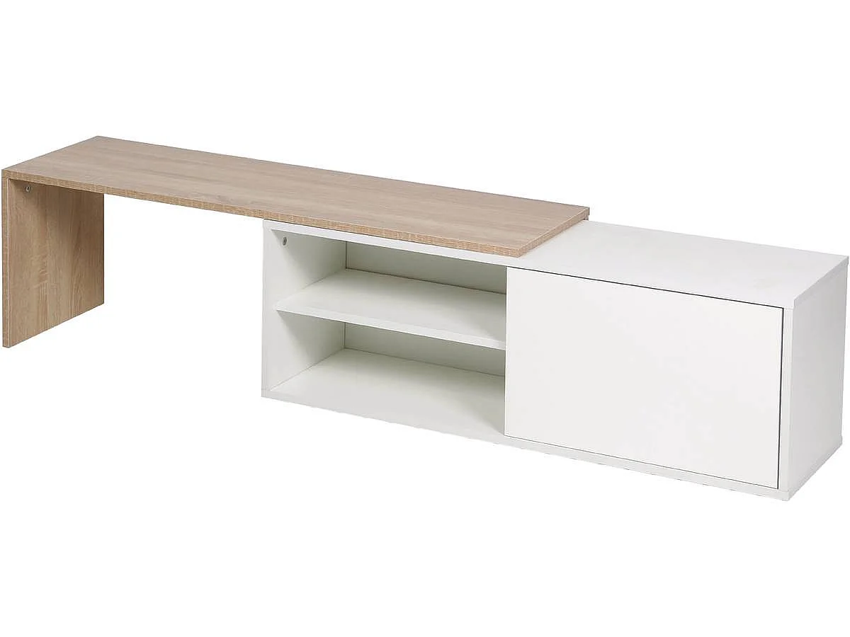 Modern Rektangulärt Kaffebord "Melinda" - Vit/Ek 209x32x36 cm
