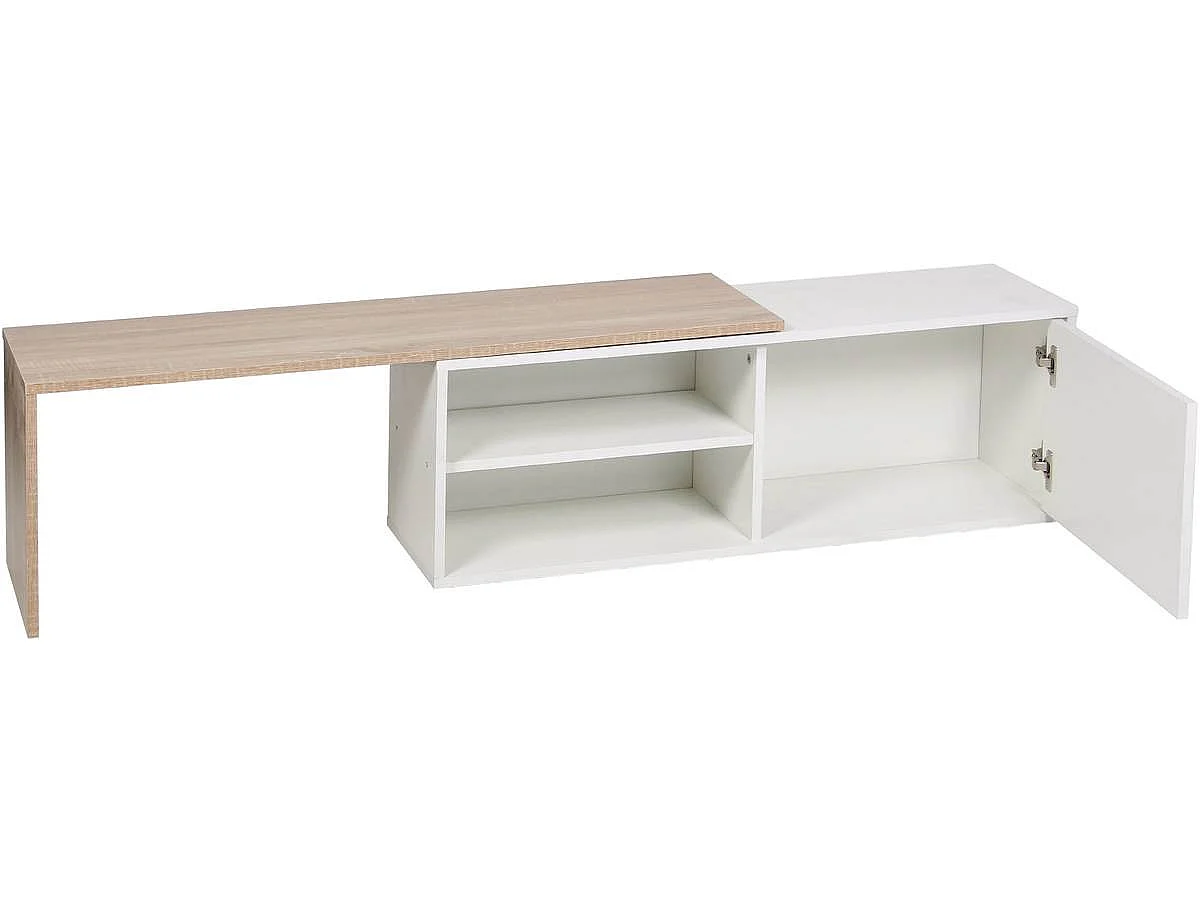 Modern Rektangulärt Kaffebord "Melinda" - Vit/Ek 209x32x36 cm