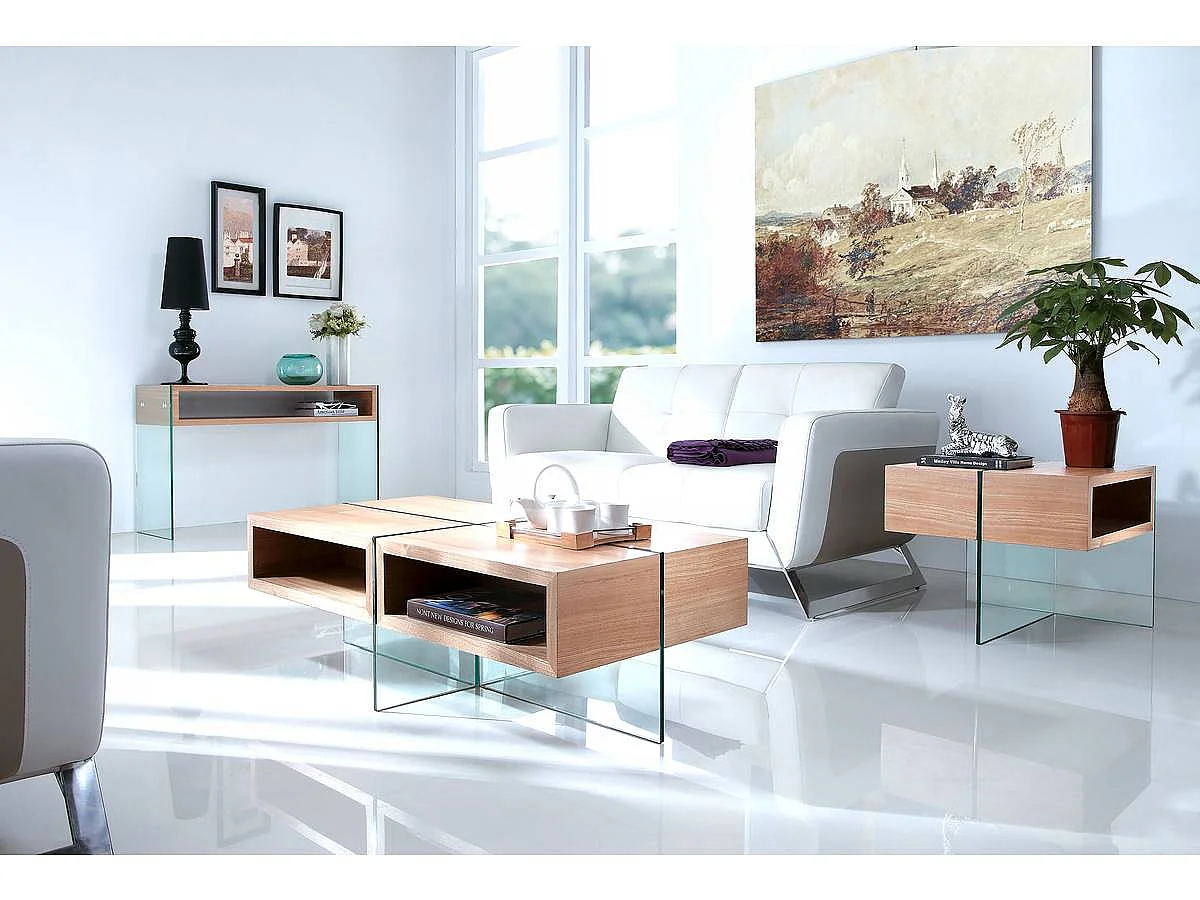 Table basse "Milano" - 120 x 60 x 40 cm - Finition chêne