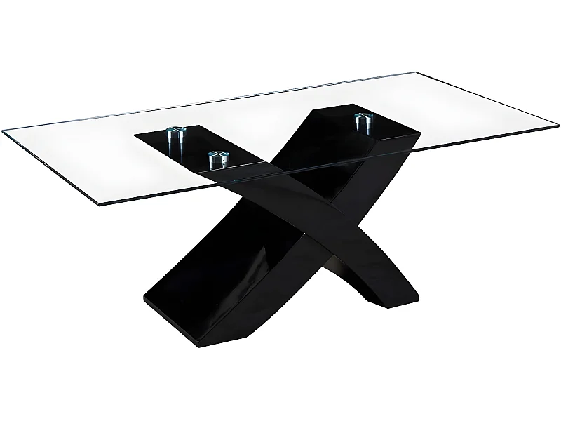 Table basse rectangulaire "Tina" - 117 x 62 x 45 cm - Noir / MDF laqué