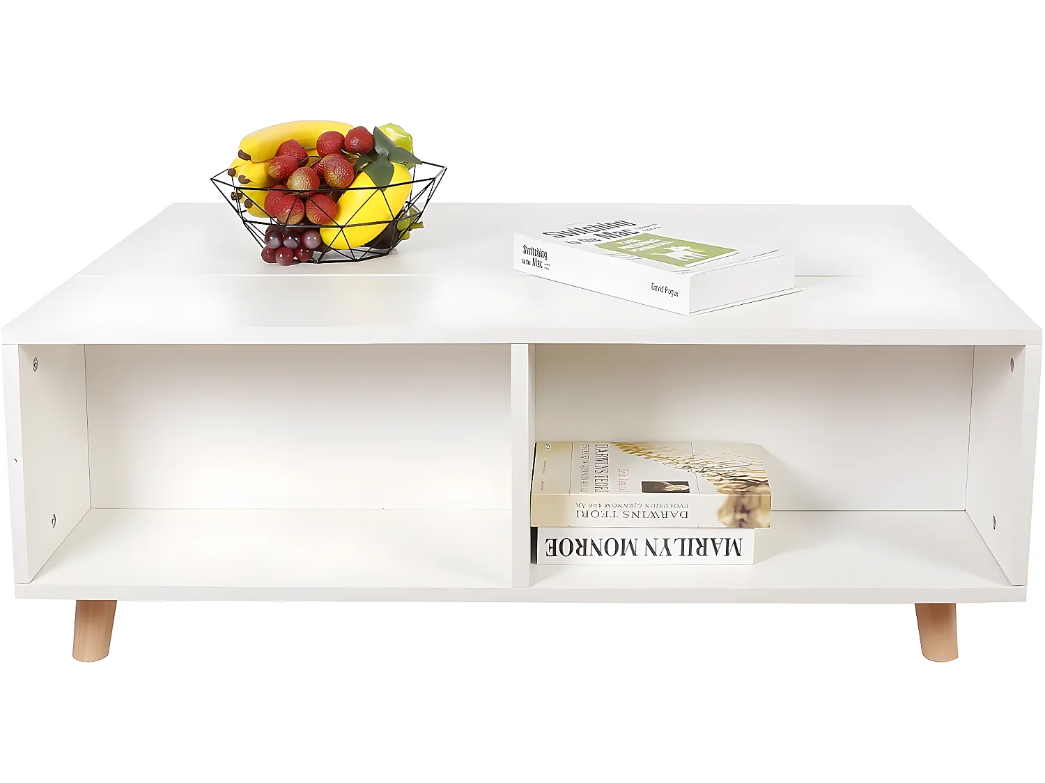 Table basse plateau relevable "Anae" 100 x 68 x 38 cm - Blanc