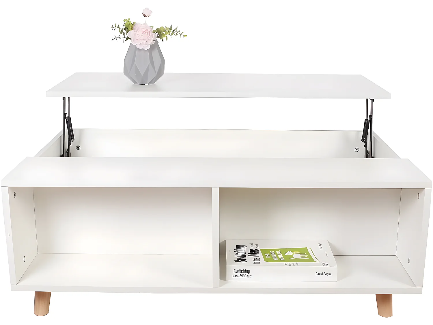 Table basse plateau relevable "Anae" 100 x 68 x 38 cm - Blanc