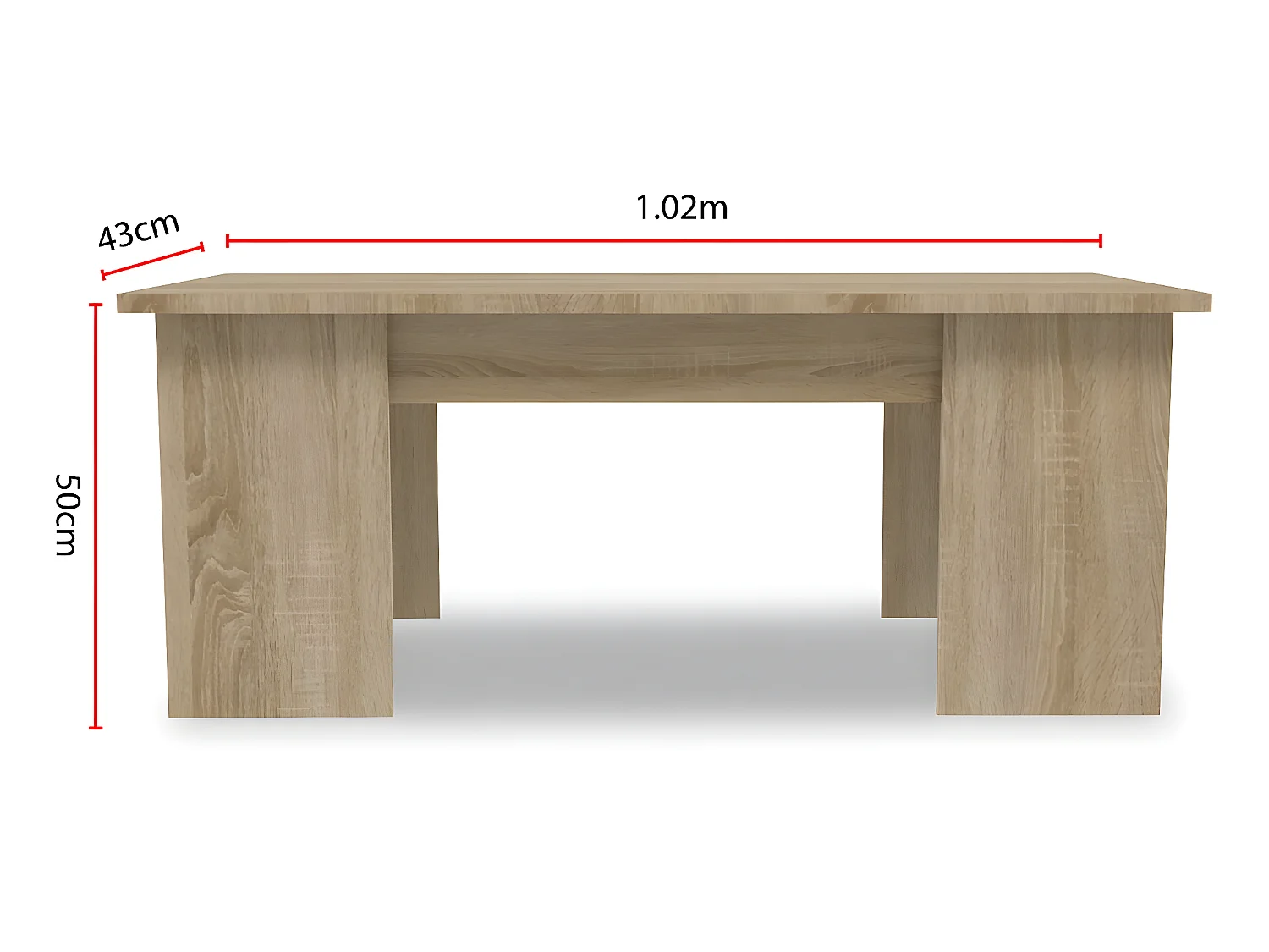 Tavolino "Diana" - 102 x 50 x 43 cm - Rovere