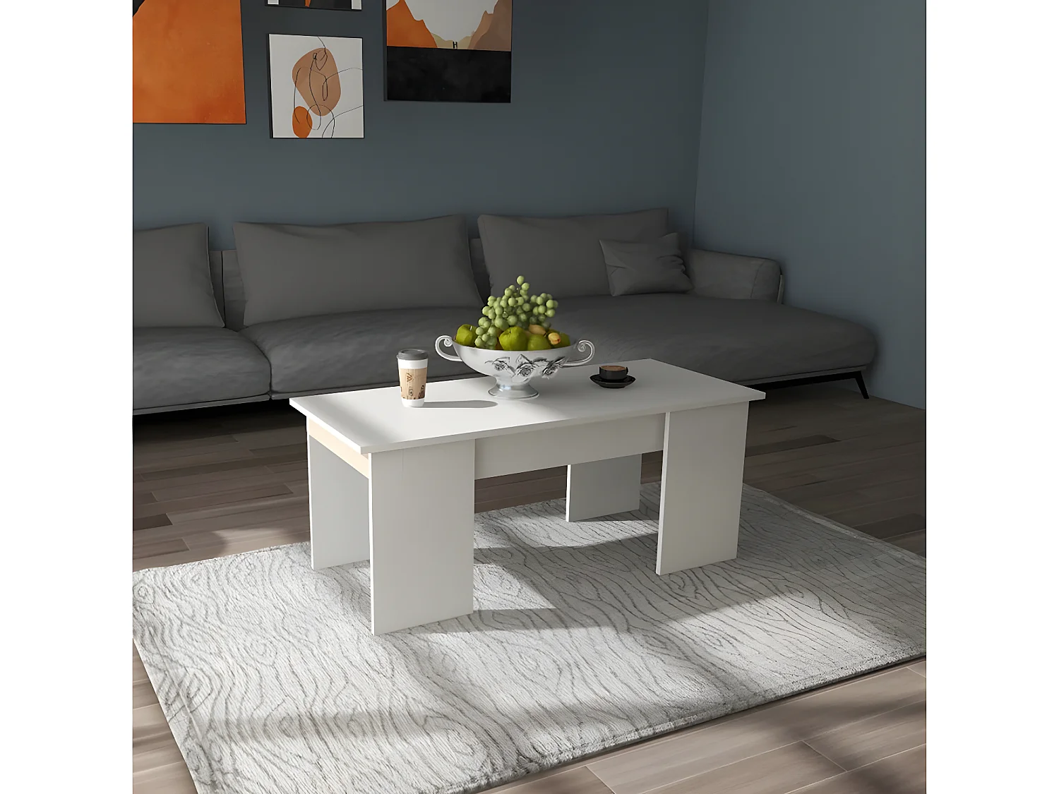 Mesa de centro "Diana" - 102 x 50 x 43 cm - Blanco