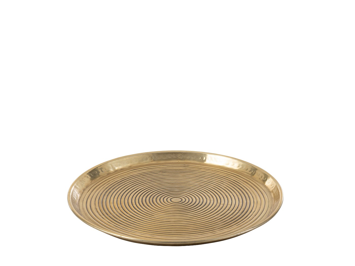 Grand plateau rond artisanal marocain en métal argenté cerclé et délicatement ciselé - 40 cm de diamètre - Objet de décoration ou oeuvre artisanale sur
