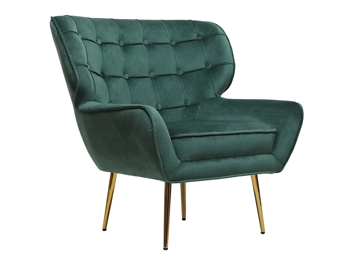 Fauteuil en velours "Austin" - 79 x 71 x 79.5 cm - Vert