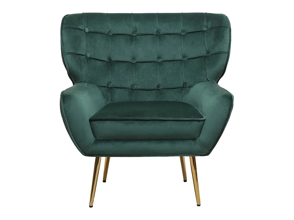 Fauteuil en velours "Austin" - 79 x 71 x 79.5 cm - Vert