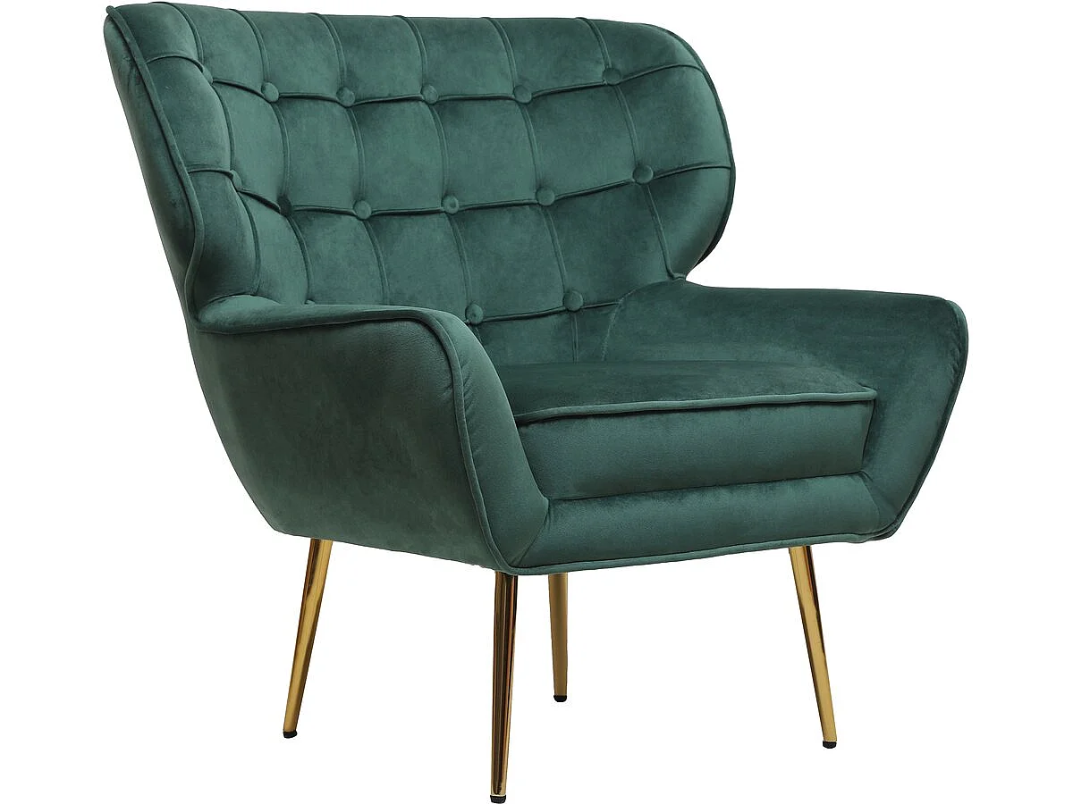 Fauteuil en velours "Austin" - 79 x 71 x 79.5 cm - Vert