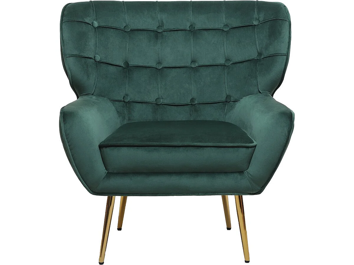 Fauteuil en velours "Austin" - 79 x 71 x 79.5 cm - Vert