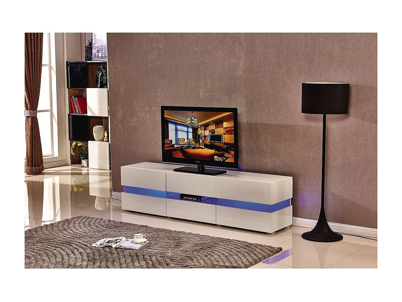 Mobile TV LED "Vida" - 177 x 39 x 45 cm - Bianco laccato