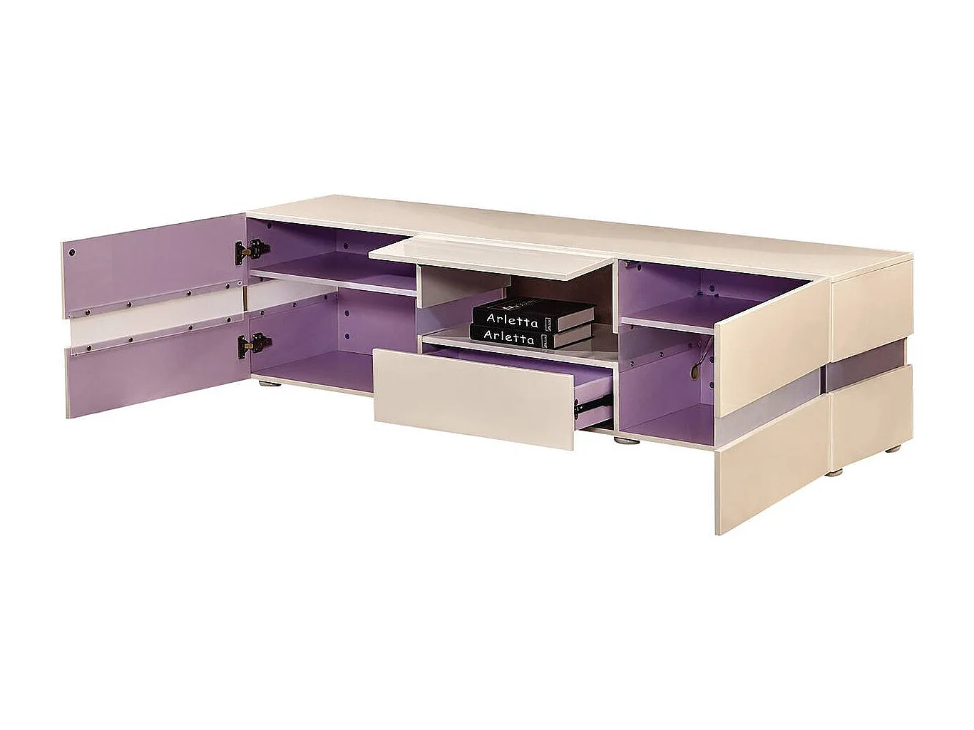 Mobile TV LED "Vida" - 177 x 39 x 45 cm - Bianco laccato