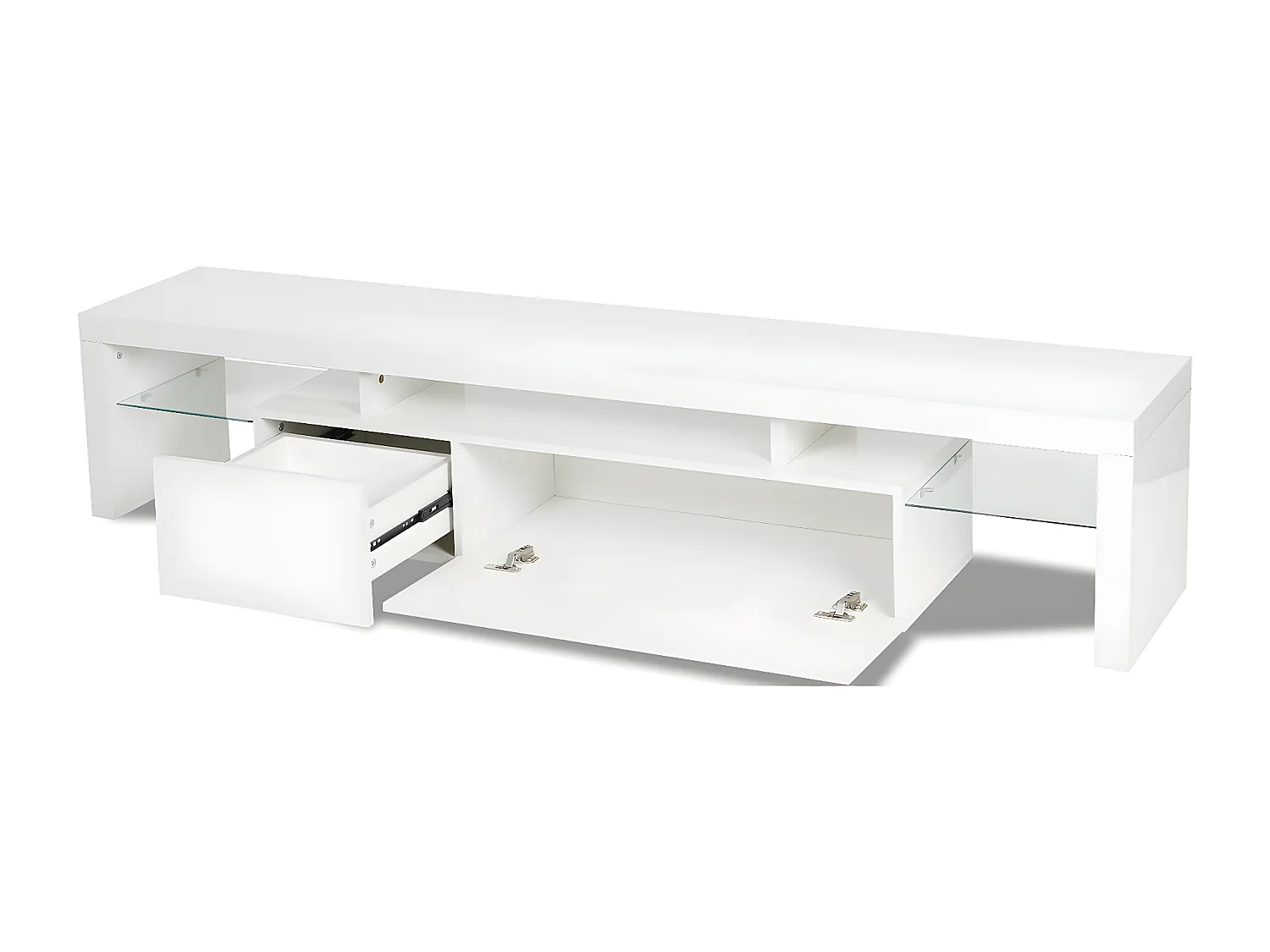 Meuble TV LED laqué "Tina" - 187.5 x 34 x 38 cm - Blanc