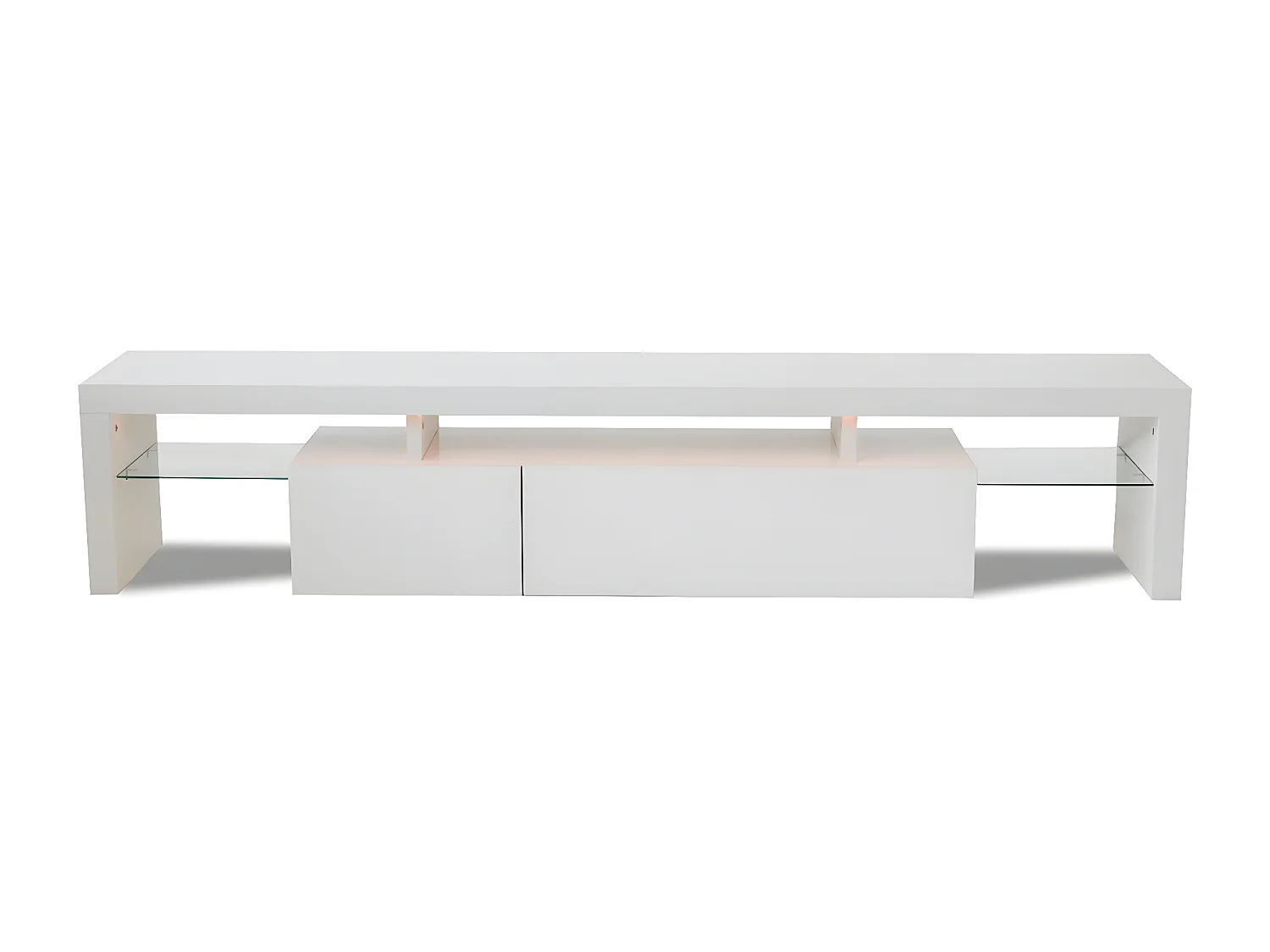 Meuble TV LED laqué "Tina" - 187.5 x 34 x 38 cm - Blanc