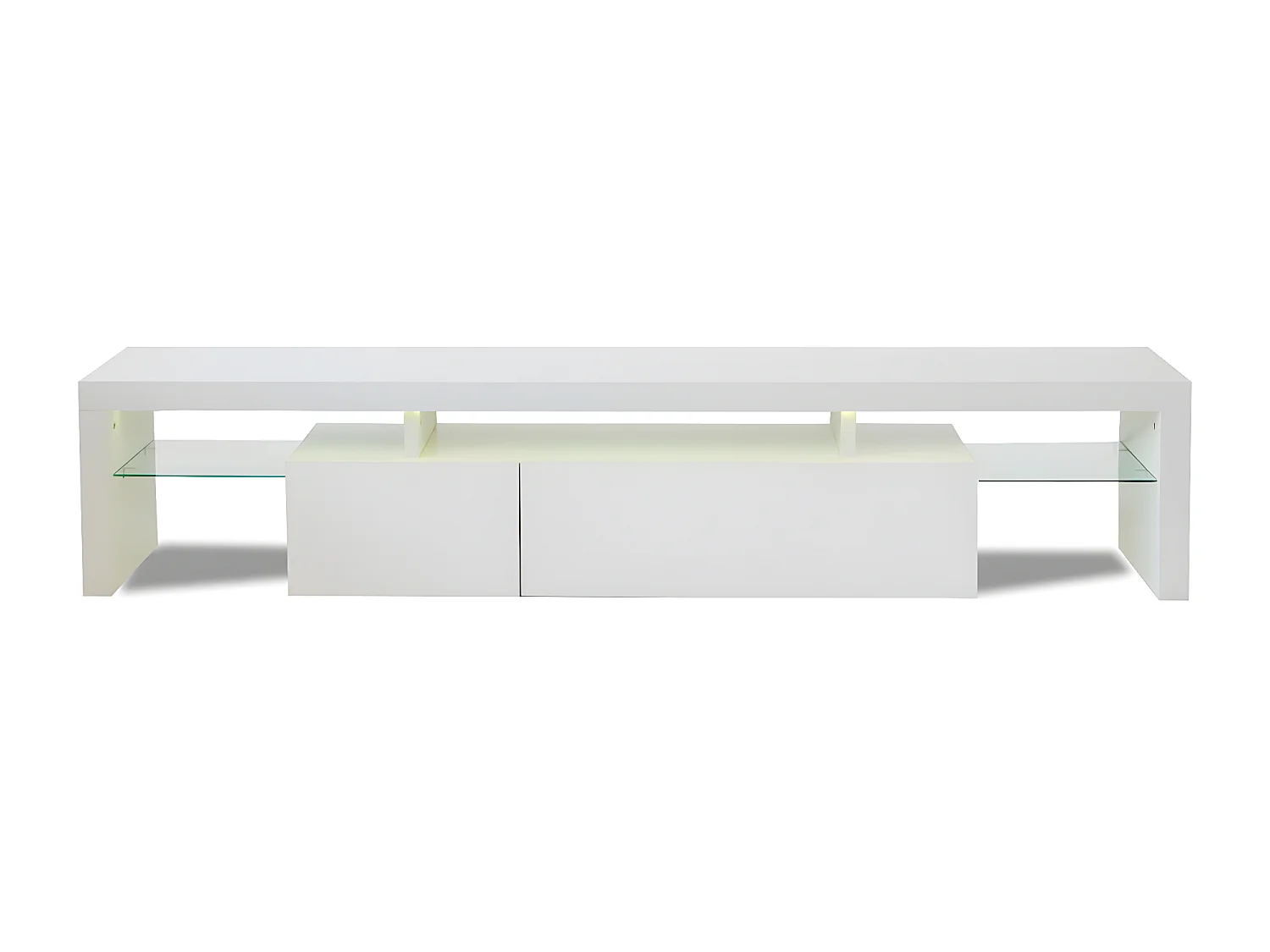 Meuble TV LED laqué "Tina" - 187.5 x 34 x 38 cm - Blanc