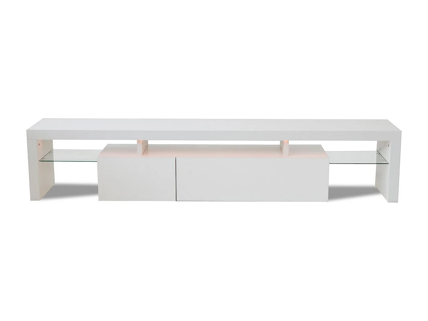 Meuble TV LED laqué "Tina" - 187.5 x 34 x 38 cm - Blanc