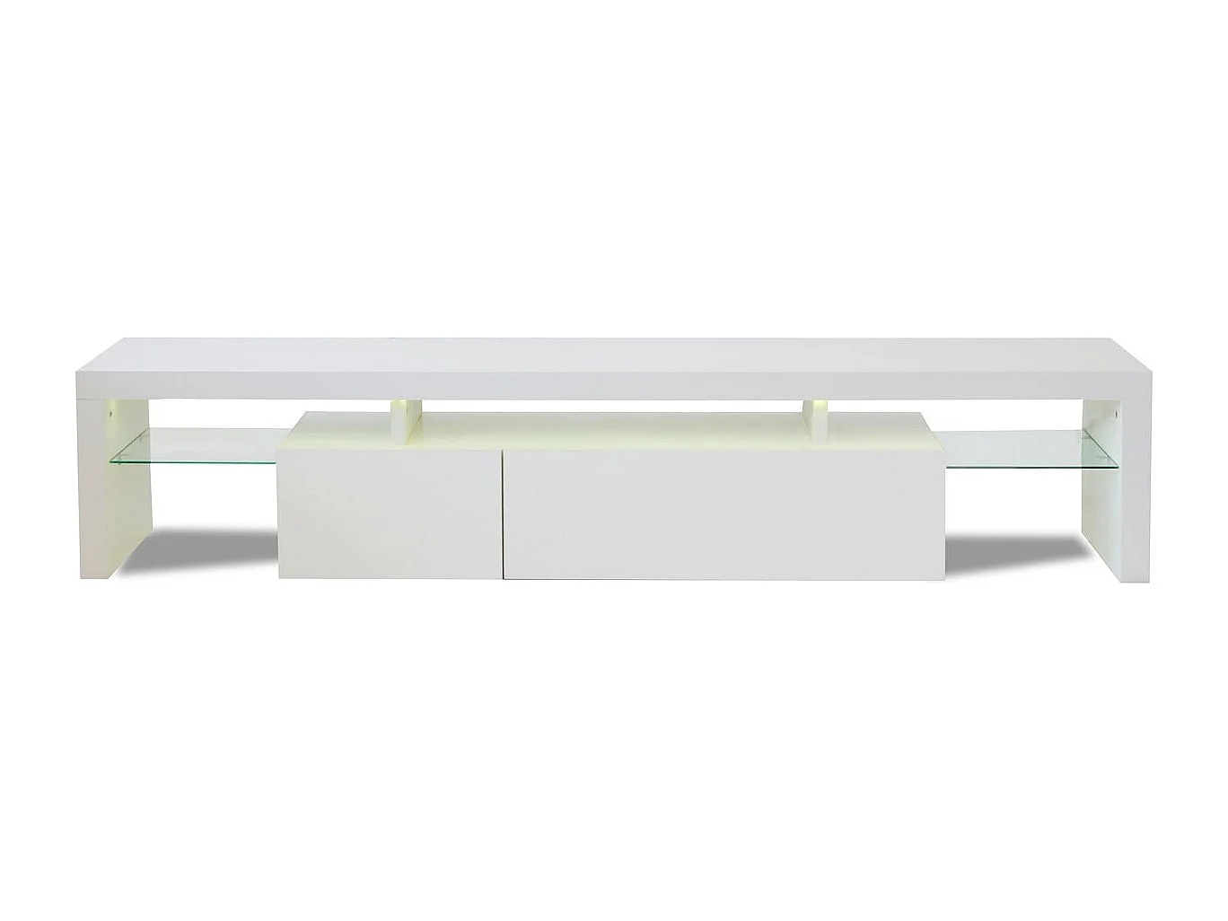 Meuble TV LED laqué "Tina" - 187.5 x 34 x 38 cm - Blanc