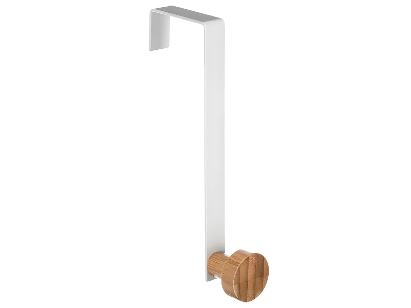 Patère de porte en Métal Blanc 1 Tête en Bambou