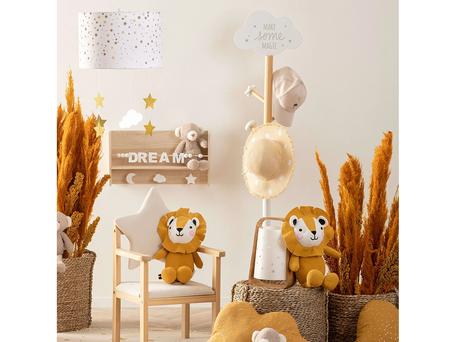 Porte-manteau nuage pour enfant - Hauteur 135,50 cm - Blanc et beige