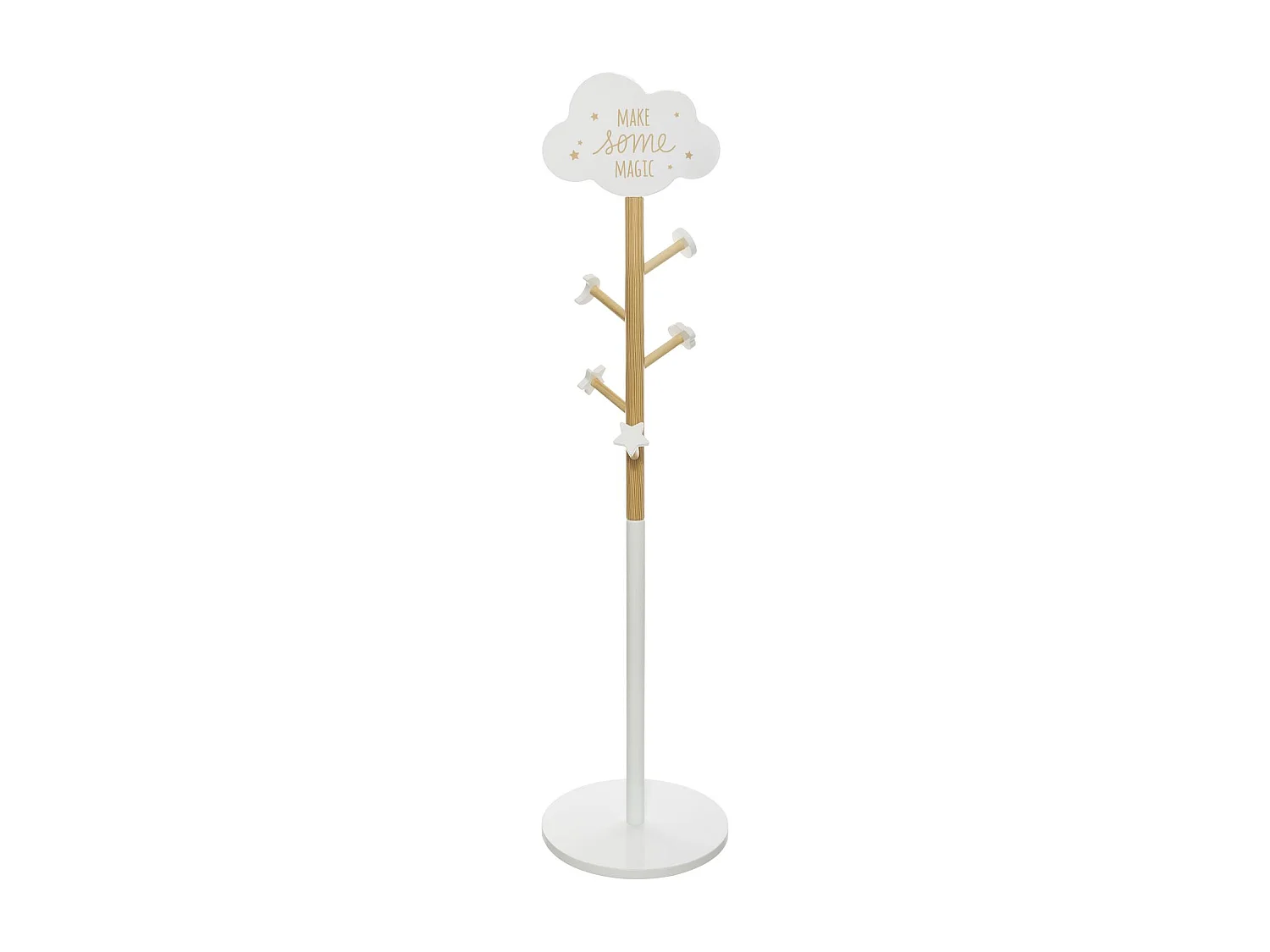 Perchero Pie Nube Infantil 35 cm Melamina Diseño Blanco y Roble