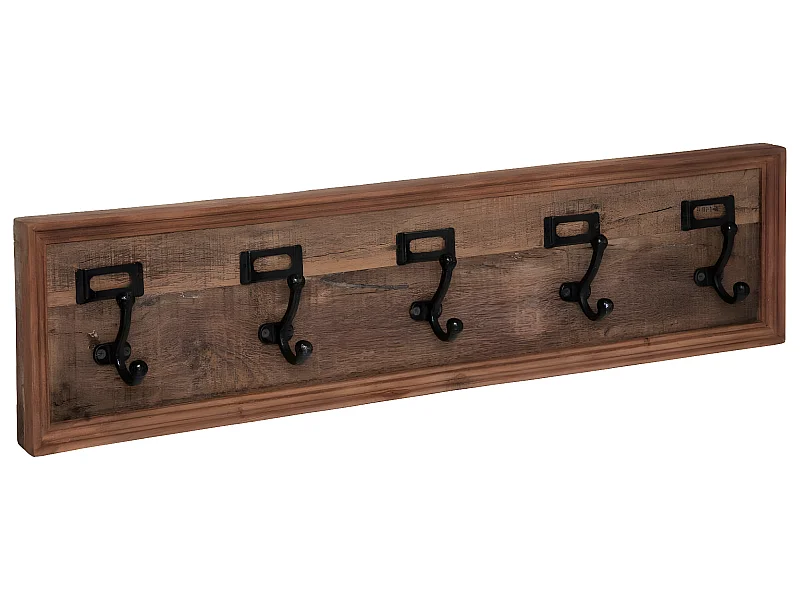 Patère en Bois de Manguier 5 Crochets en métal 82 x 20 cm