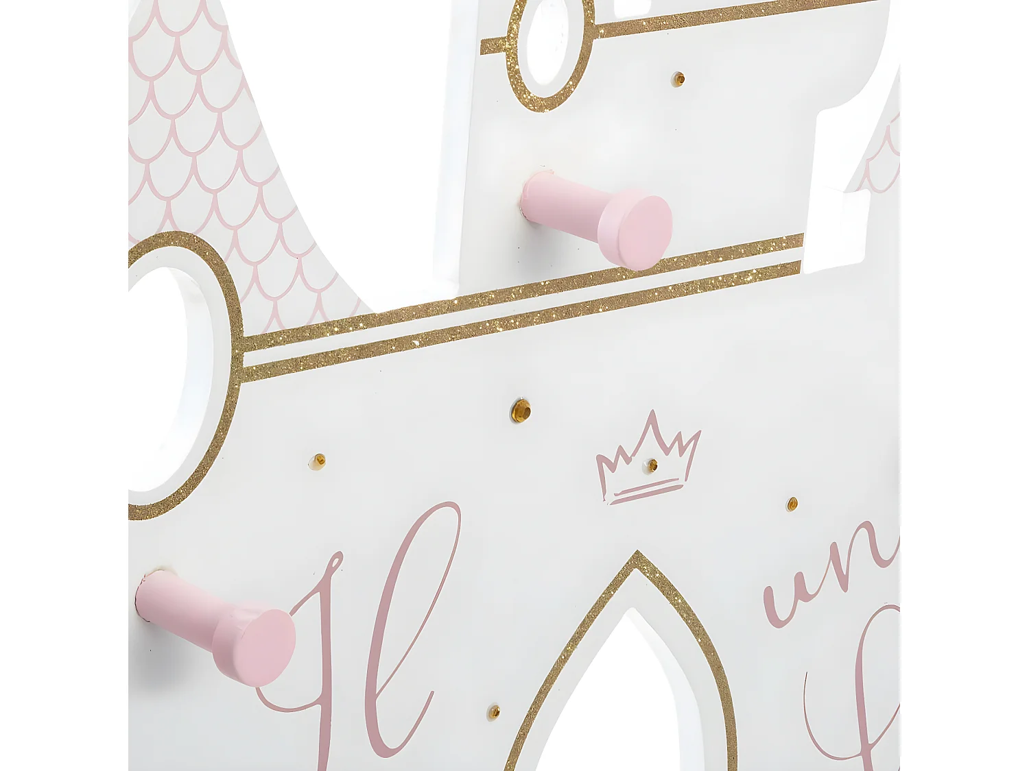 Patère Enfant Chateau 5 Crochets en Bois 40 x 45 cm